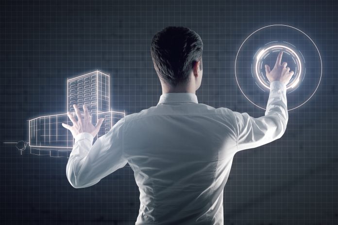 Man managing digital construction project Digital infrastructure