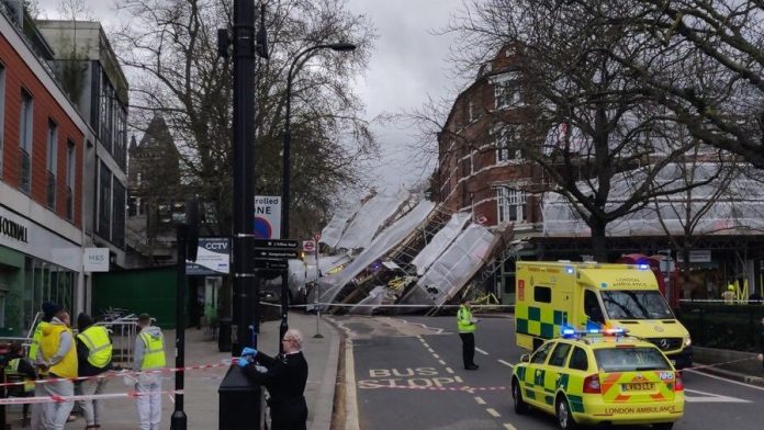 scaffolding collapsed, Hampstead,