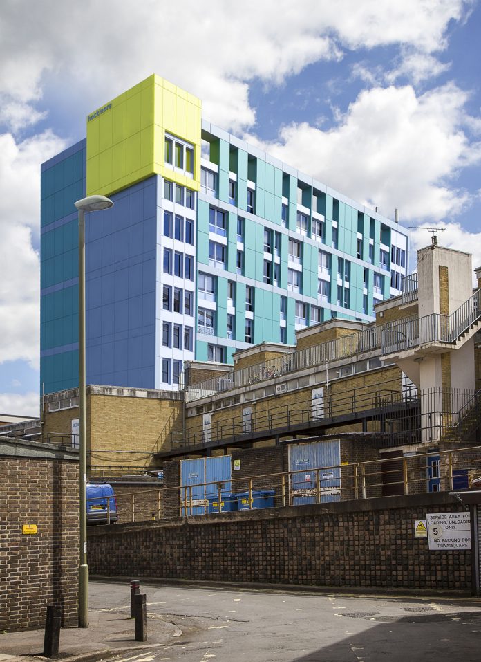 HPL rain screen, cladding, hockmore tower,