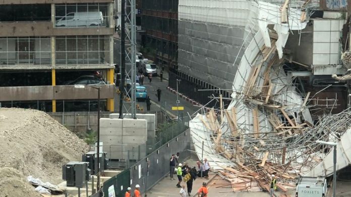 Reading scaffolding collapse leaves three injured scaffolding collapse, Garrard Street,