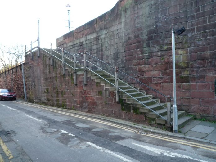 Northgate steps, chester city walls,