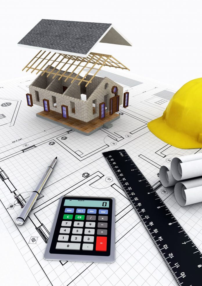 Concept of designing, calculating budget and building a house project self-build, estimating service,