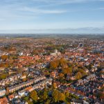 Aerial view of the small market town Beverley in East Yorkshire, UK – 2019