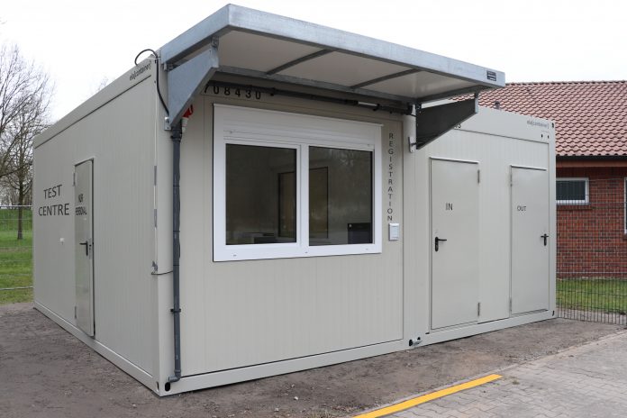 coronavirus screening stations, modular buildings,