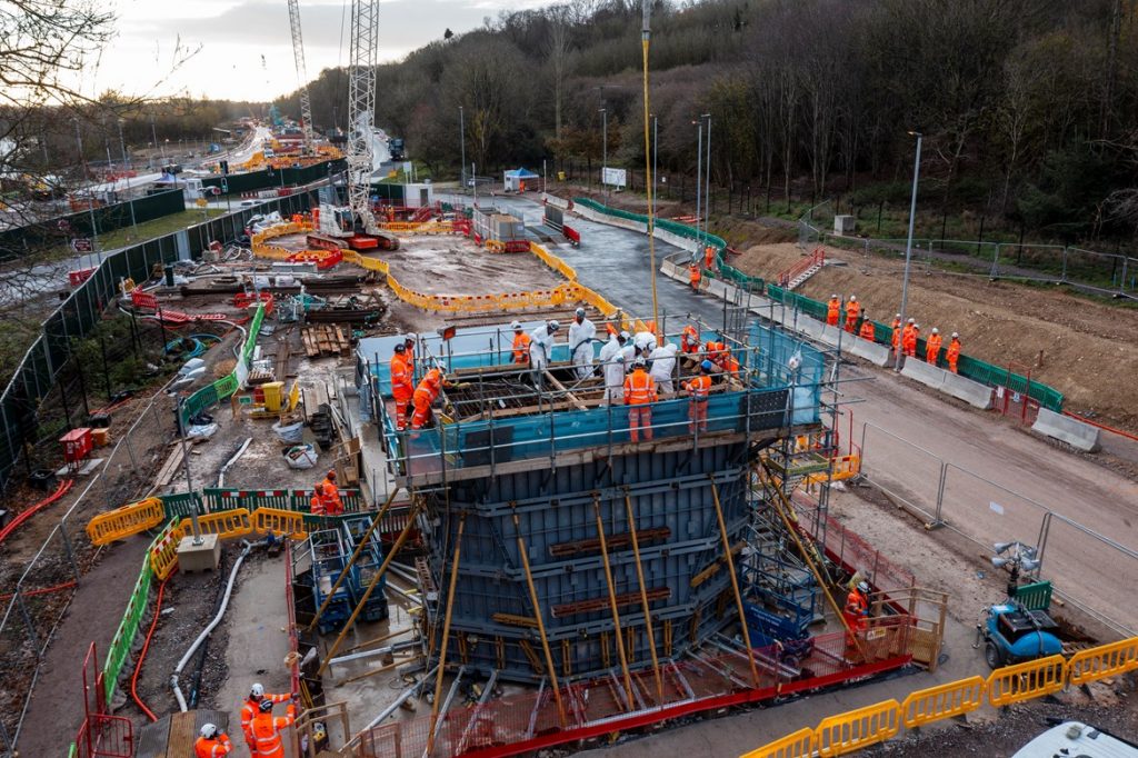 HS2 creates the first of 56 giant piers for Colne Valley Viaduct