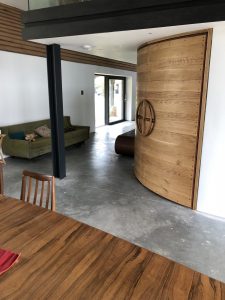 living/dinner room in converted barn 