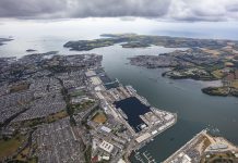 An aerial view of Devonport dockyard, where the Devonport dockyard refurbishment project will take place