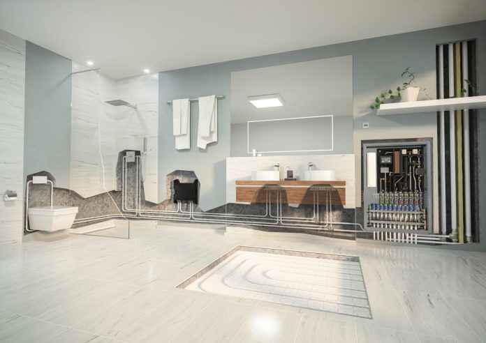 Radiant heating in bathroom underfloor heating