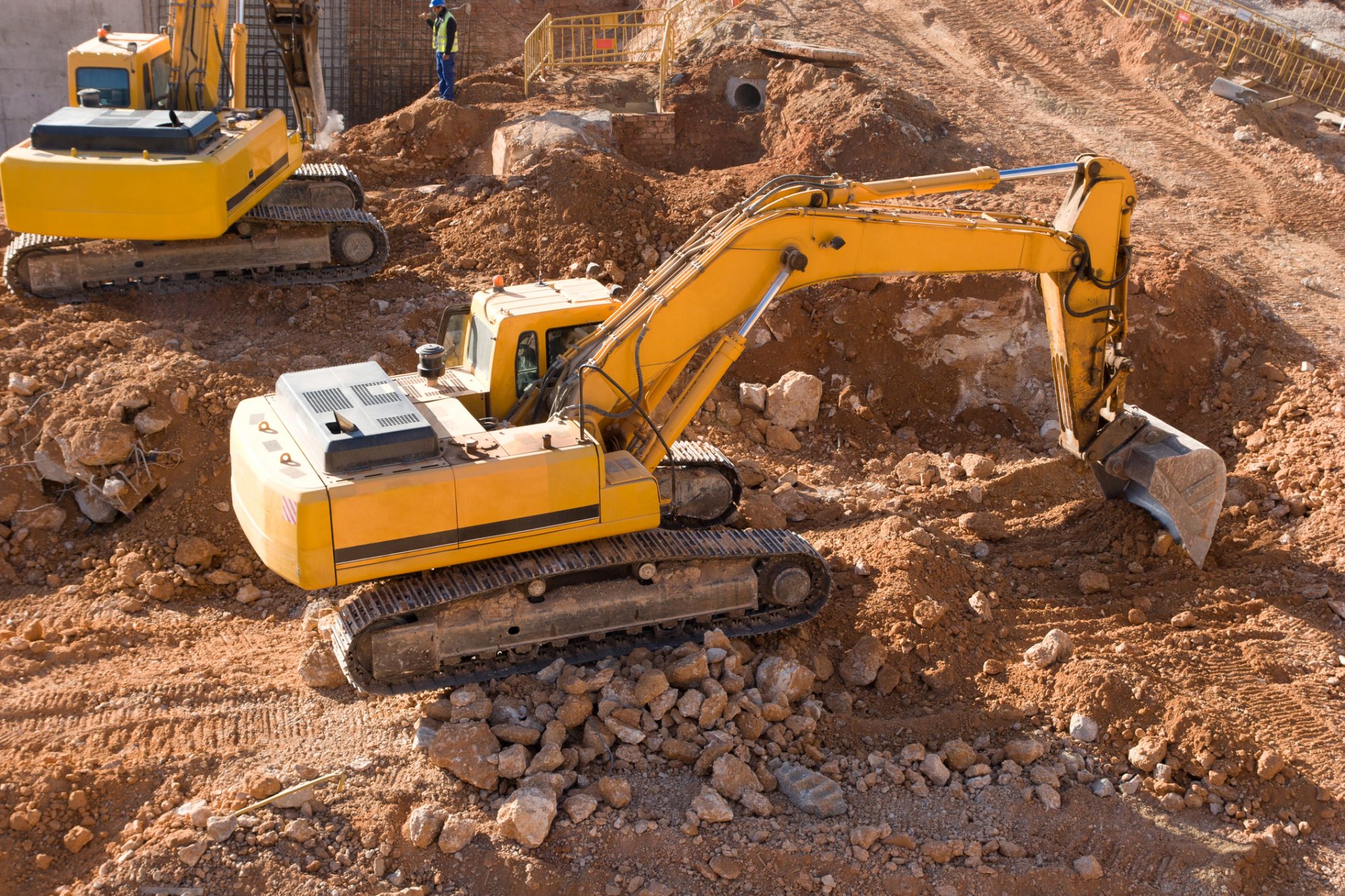 stock image of digger at construction site