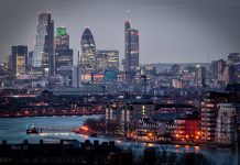 Reality capture technology as part of the urban “new normal” stock image of city skyline