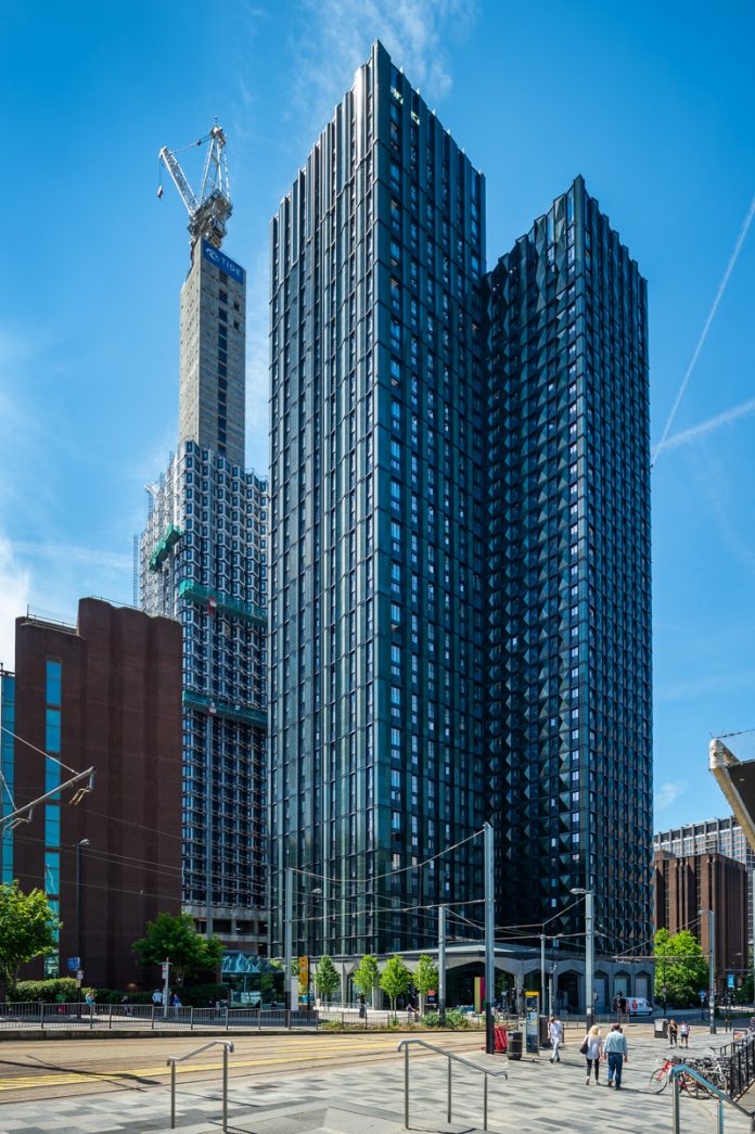 Tide Construction Ltd - College Road 15/06/22 PR Shots Exterior of 101 George Street development by tide and Vision. World's tallest factory-built homes