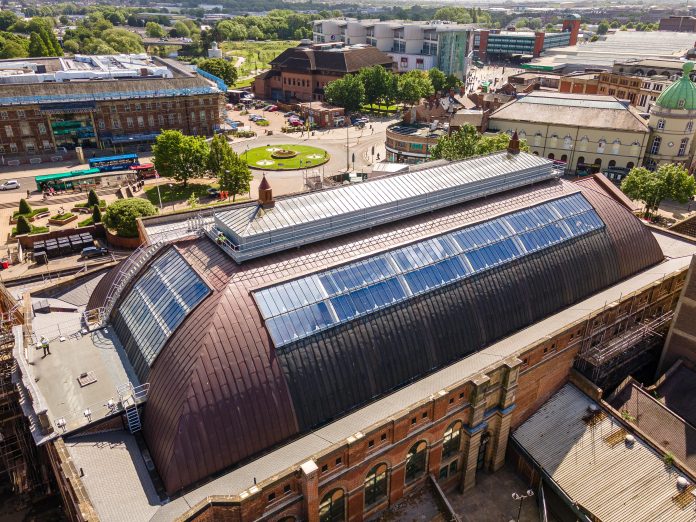 The first phase of Derby Market Hall’s regeneration, which included use of a scaffolding structure weighing almost 900 tonnes for restoration of the roof, is complete