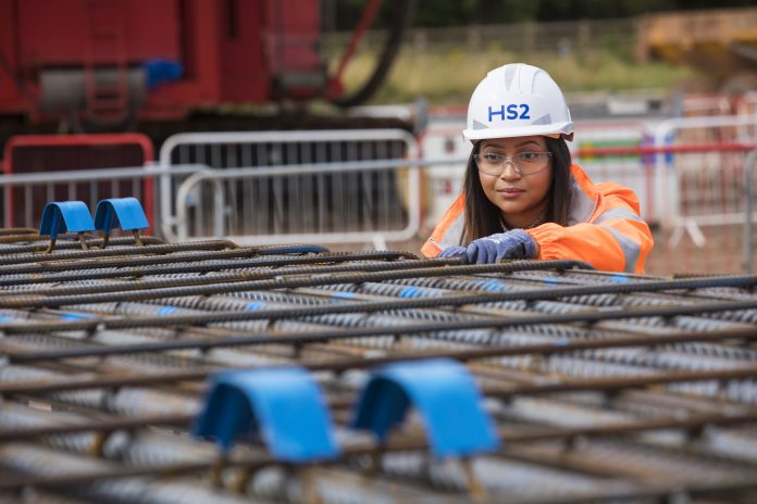 female hs2 worker on site