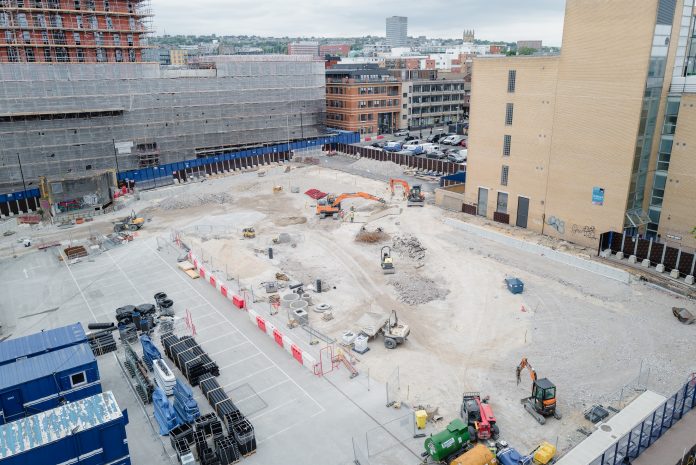 Park site henry boot construction site of new urban park in sheffield