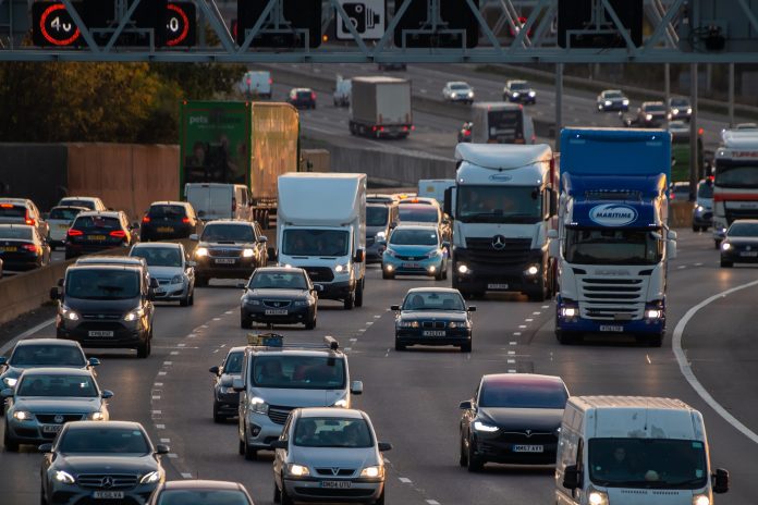busy traffic on UK motorway