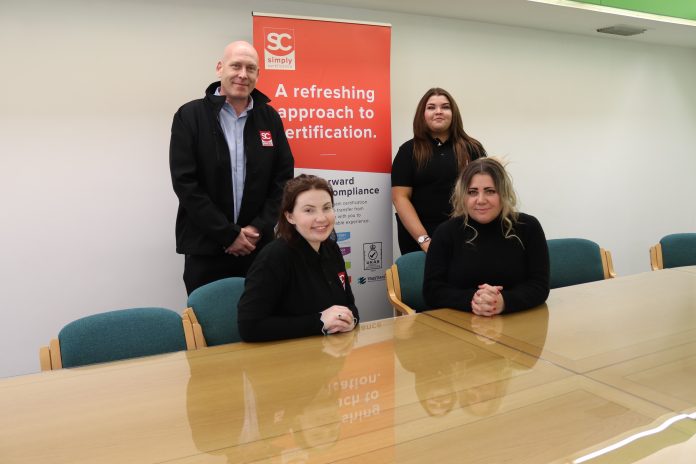 L to R David Stobbs, Katie McIvor, Ella Walker and Director Alex Gates global ISO standard partnership