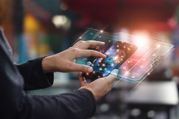 person using mobile security app