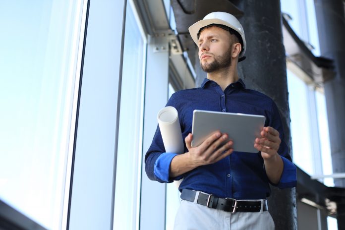 engineer using construction software