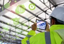 Making the most of BIM to drive sustainability in construction Construction Civil Engineer use technology software through tablets to scan building construction and inspection to show augmented reality in work, Building information model or BIM concept