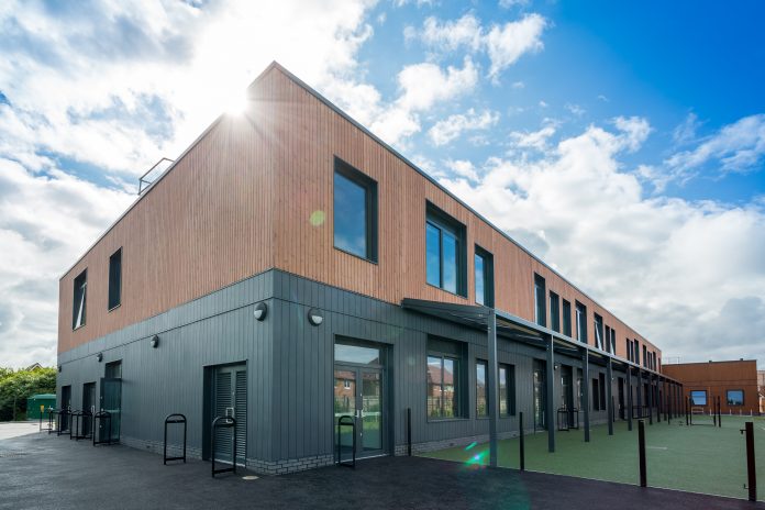 Abbey Farm ET Primary School, a recently completed project on the Offsite Schools Framework that Reds10 will be completing £60m of government construction work for