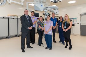 staff at new modular ophthalmic theatre for St Mary’s Hospital