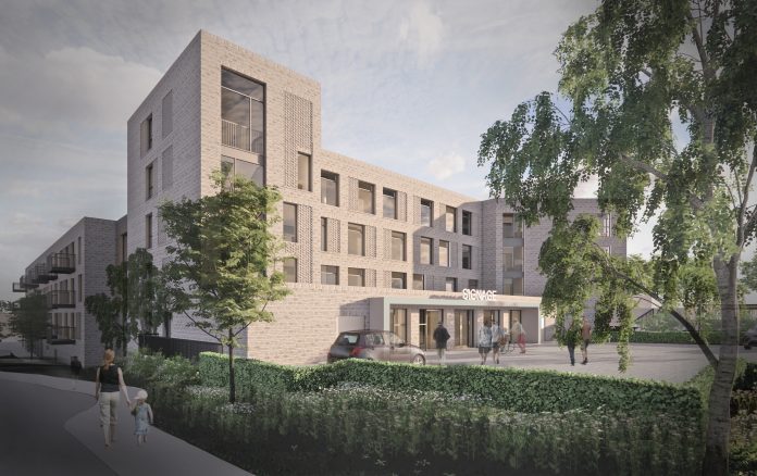 A CGI image of what the proposed older persons independent living scheme on the Newstead site