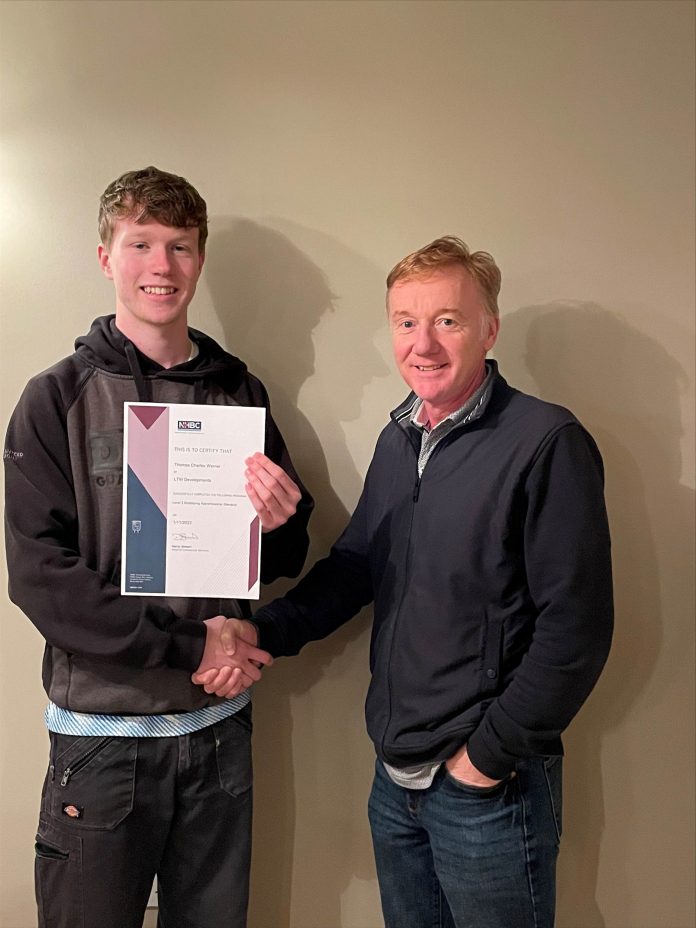 L-R Tom Warner and Ken Warner, LTW Developments NHBC's first five apprentices