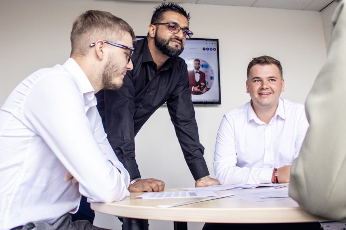 Parm Bhangal, centre, in action modern methods of construction