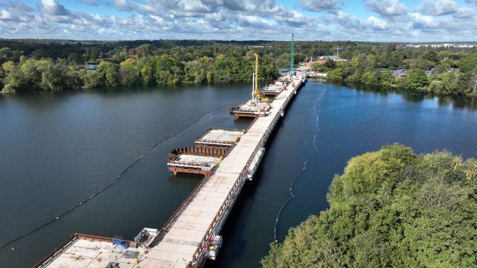 The Colne Valley Viaduct site, which will become the UK's longest railway bridge