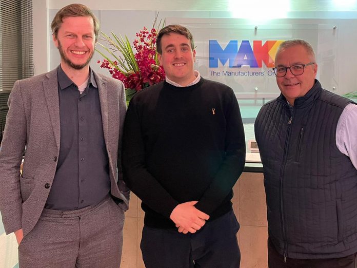 left to right - Steve Cole, director of Make UK Modular and Ryan Geldard, director of M-AR and Dave Sheridan, Chair of Ilke Homes and Make UK Modular