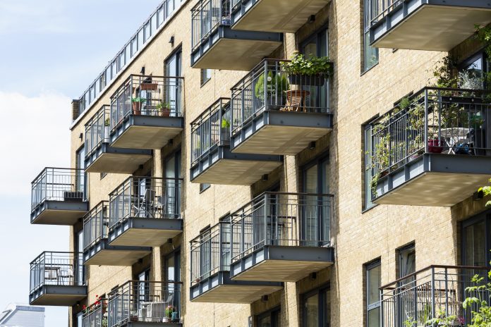 Typical riverside balconies in London Co-Location developments