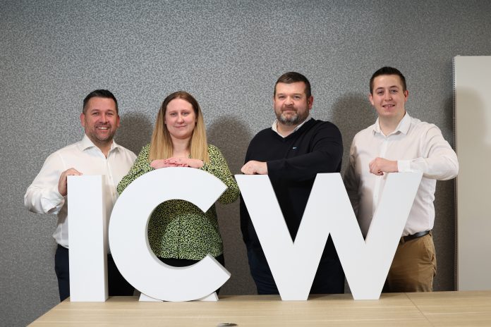 Recent ICW Group promotions include Laurance Belton, Operations Director Europe, Rhonda Ferguson, Broker Team Manager, Andrew Coates, Sales Director, and Gerard Devine, Direct Sales Manager.