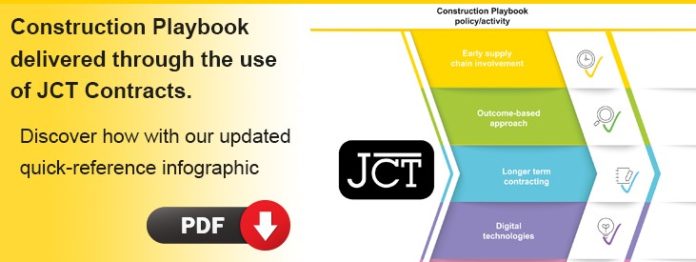 A new infographic from JCT outlines the best guidance and contracts to deliver Construction Playbook policies and objectives