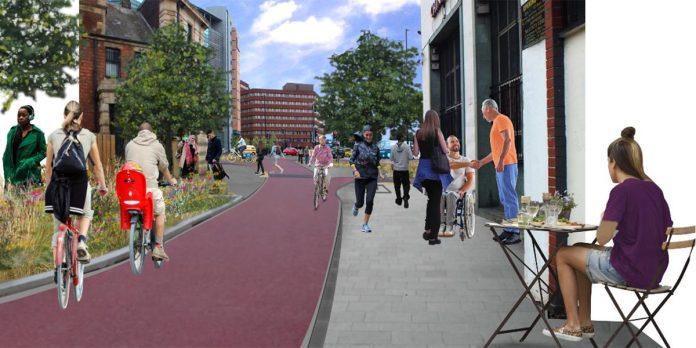 Sheffield TCF CGI of Sheffield active travel project