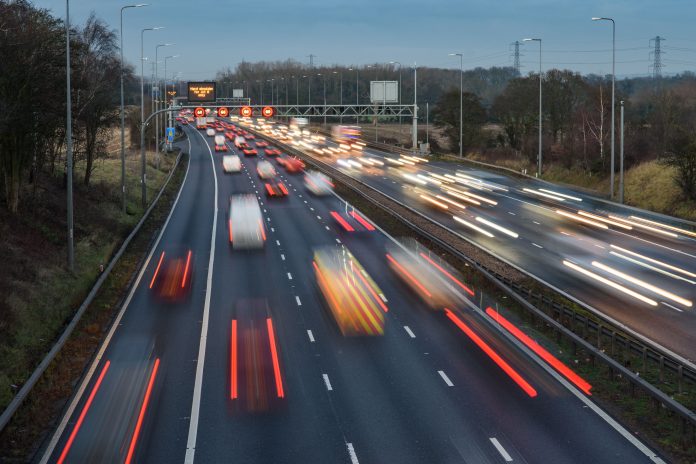 cars on M42 motorway - M42 bridge demolition