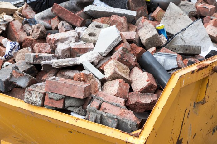 Skip containing construction waste - circular economy