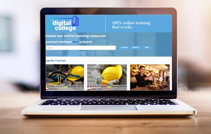 Computer mockup white background on table. Laptop with blank screen.