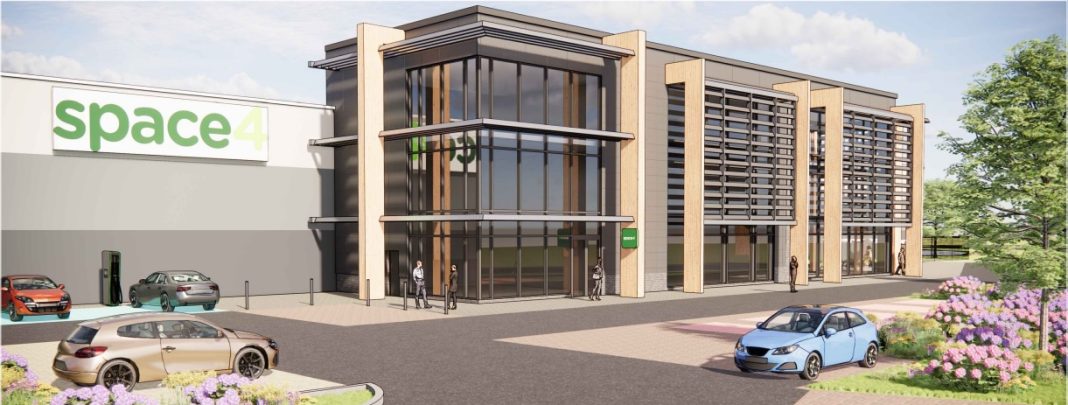 A CGI mock-up of the front of a new timber frame factory for Persimmon's sister brand Space4 that has been approved, bringing 120 new jobs to Loughborough