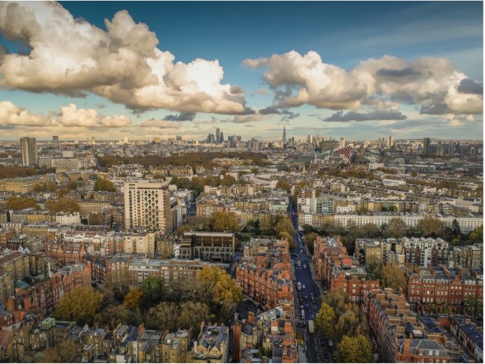 New homes and buildings in England will have to produce significantly less CO2 under new building regulations – brought to you by BW Build Warranty® birdseye view of city