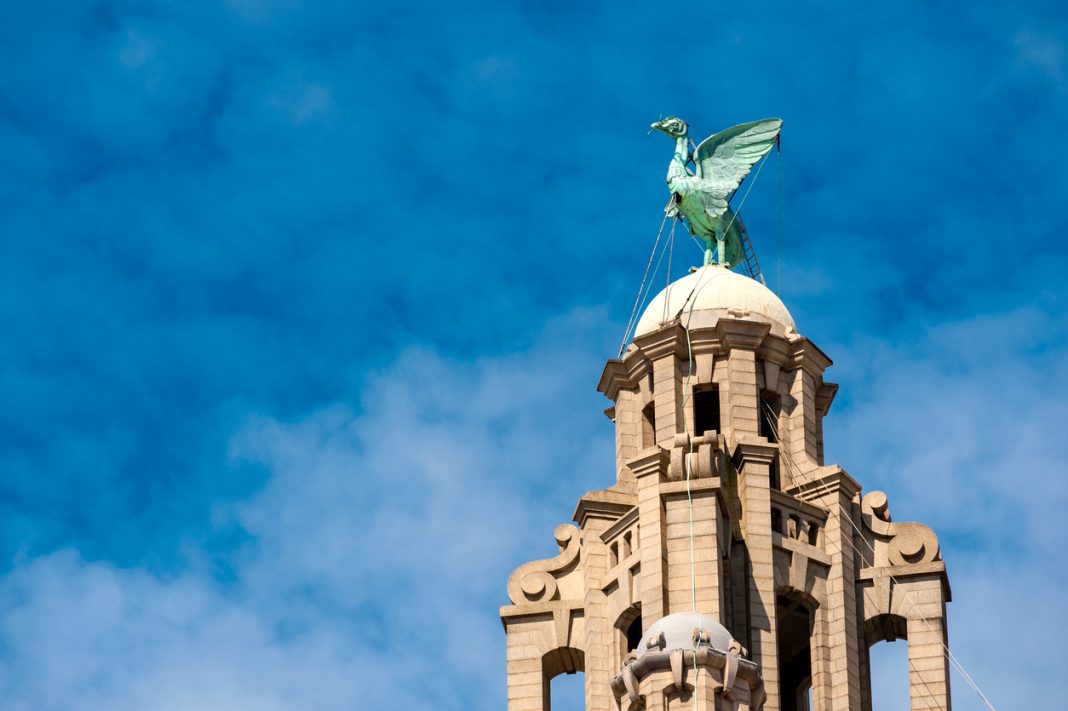 Close up of a Liver Bird on top of the Royal Liver Building in Liverpool, England, UK, where the project wins are