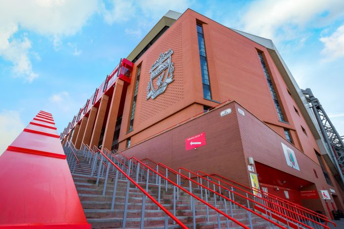 Buckingham Group on the brink of administration Liverpool, UK - May 17 2018: Anfield stadium, the home ground of Liverpool FC which has a seating capacity of 54,074 making it the sixth largest football stadium in England- and possibly more, until Buckingham Group's potential administration