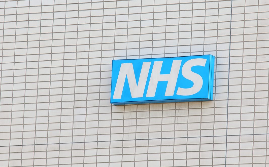 London England - June 2, 2019: NHS National Health Service sign UK, representing the Construction Consultancy Framework Agreement