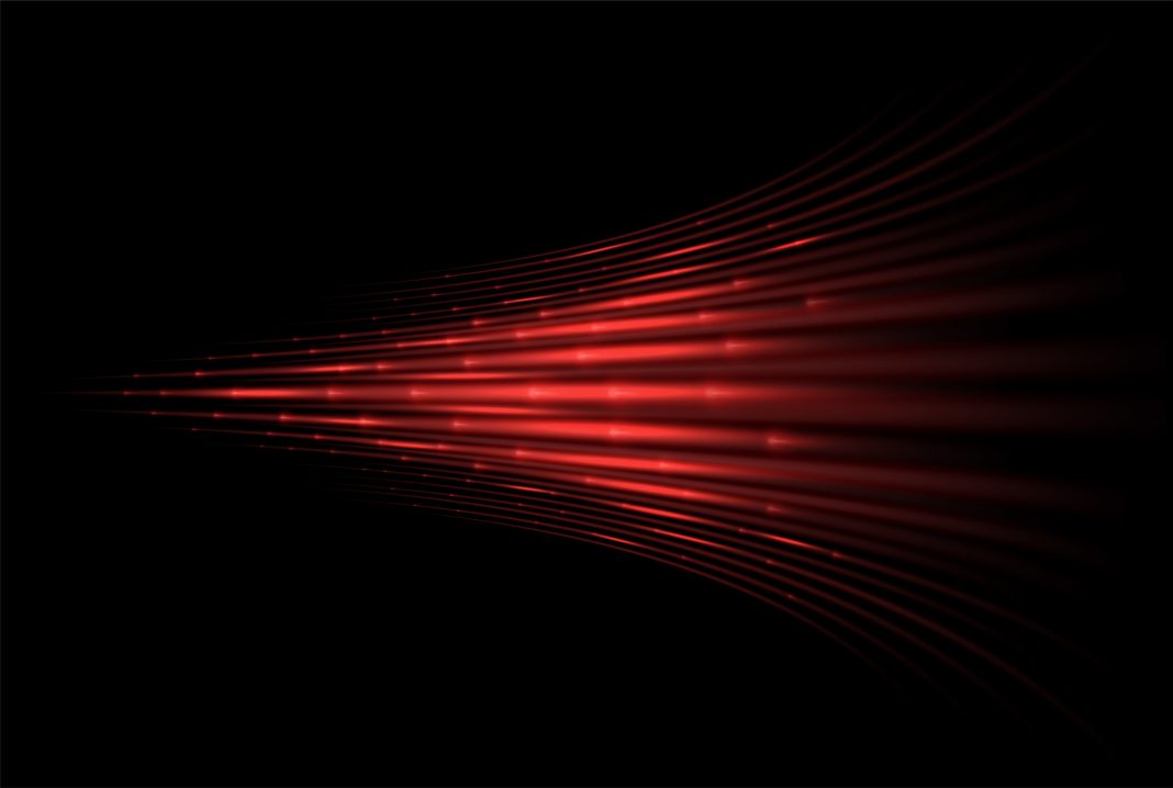 Red laser beams. Speed, supersonic wave. Twinkling light effect. Warm or hot air flow. Red laser beams. Speed, supersonic wave. Twinkling light effect. Warm or hot air flow. Isolated vector illustration, representing infrared eco-heating innovation