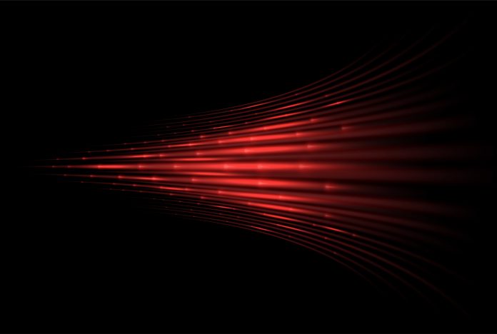 iHelios wins eco-heating innovation award Red laser beams. Speed, supersonic wave. Twinkling light effect. Warm or hot air flow. Isolated vector illustration, representing infrared eco-heating innovation