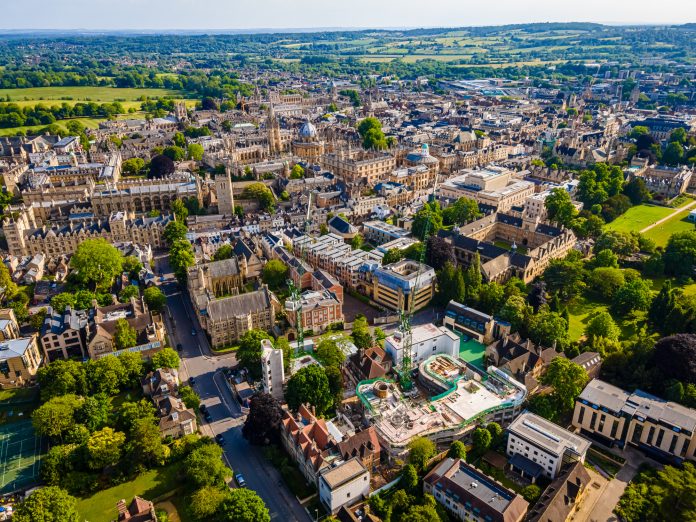 Oxford innovation hub - aerial view of Oxford