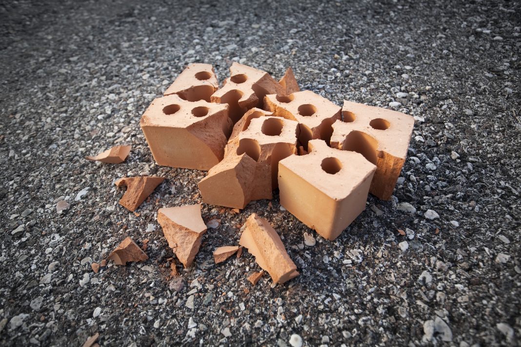 Broken brick, representing Ibstock closing the factory