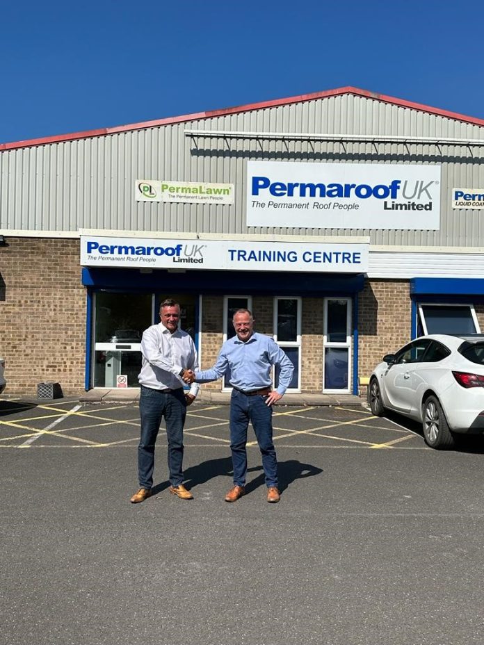 L-R Adrian Buttress, Duncan Kirkwood in front of the PermaGroup headquarters