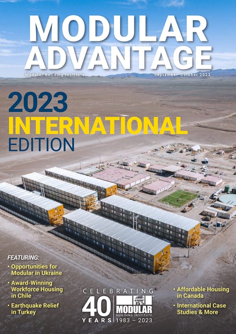 In this Sept-Oct 2023 International Edition, Modular Advantage explores modular's role in creating resilience to earthquakes and explosions. Cover of Modular Advantage is pictured