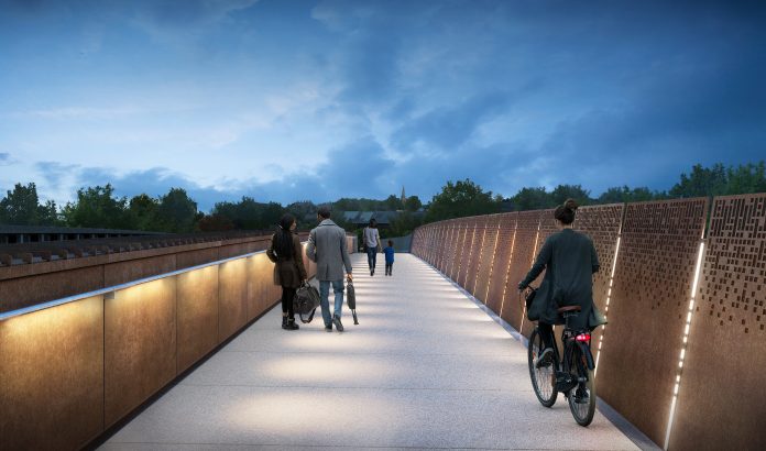 Aston Church Road Overbridge walkway - environmentally friendly road bridge