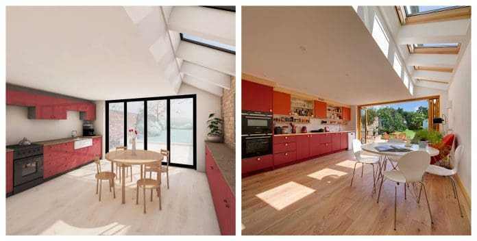 Bedford Street render vs reality, representing retrofit options